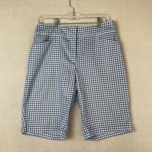 Tail White Label Blue Gingham Golf Shorts Womens 8 Check Bermuda Flat Front